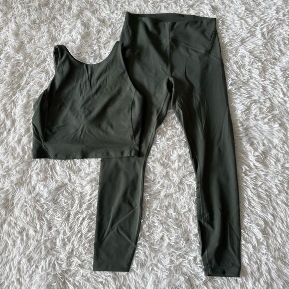 lululemon athletica Pants - Lululemon Matching Set with Top and Leggings in Smoked Spruce Green Size 8
